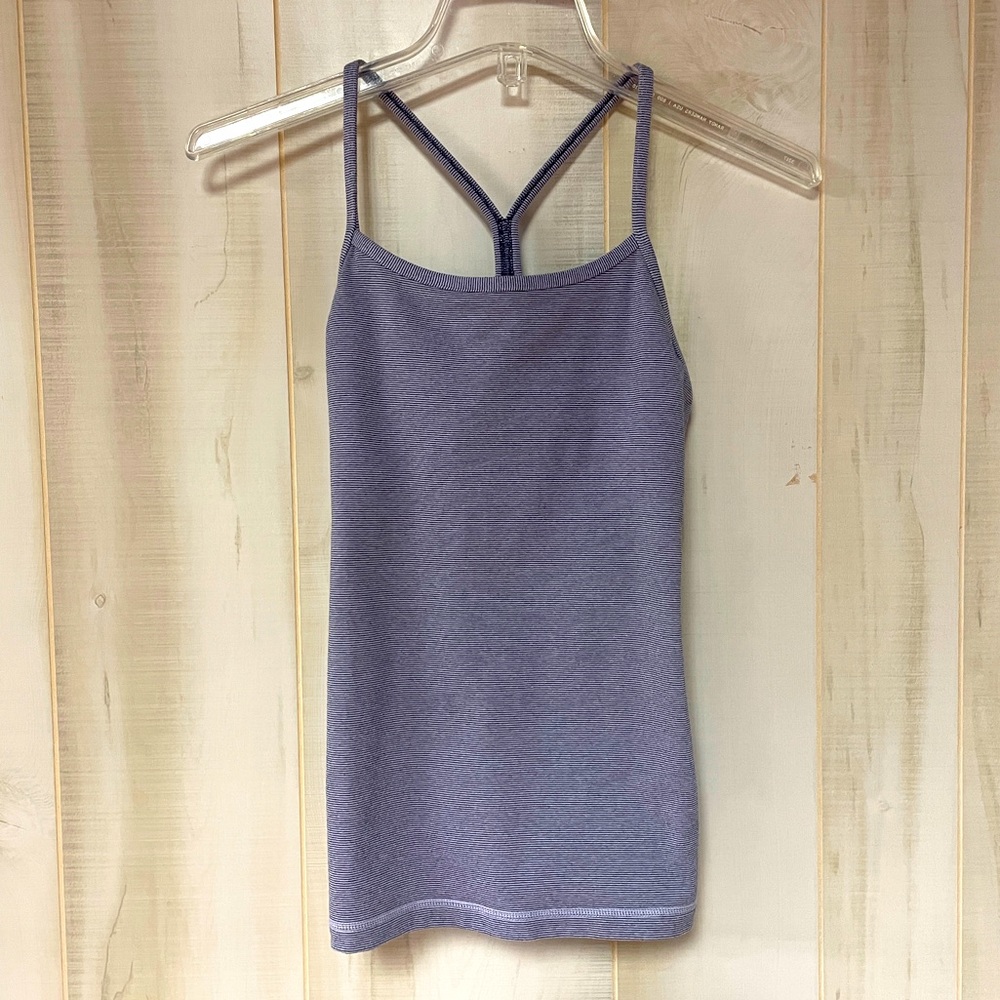 Lululemon Purple Black Stripe Racerback Workout Tank Top Sz XS